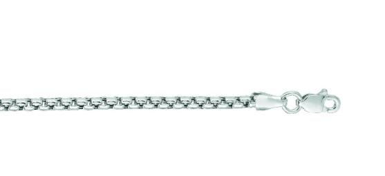14kt White Gold 18″ ROUND Box Link Pendant Chain/Necklace 1.7 mm 3.5 grams