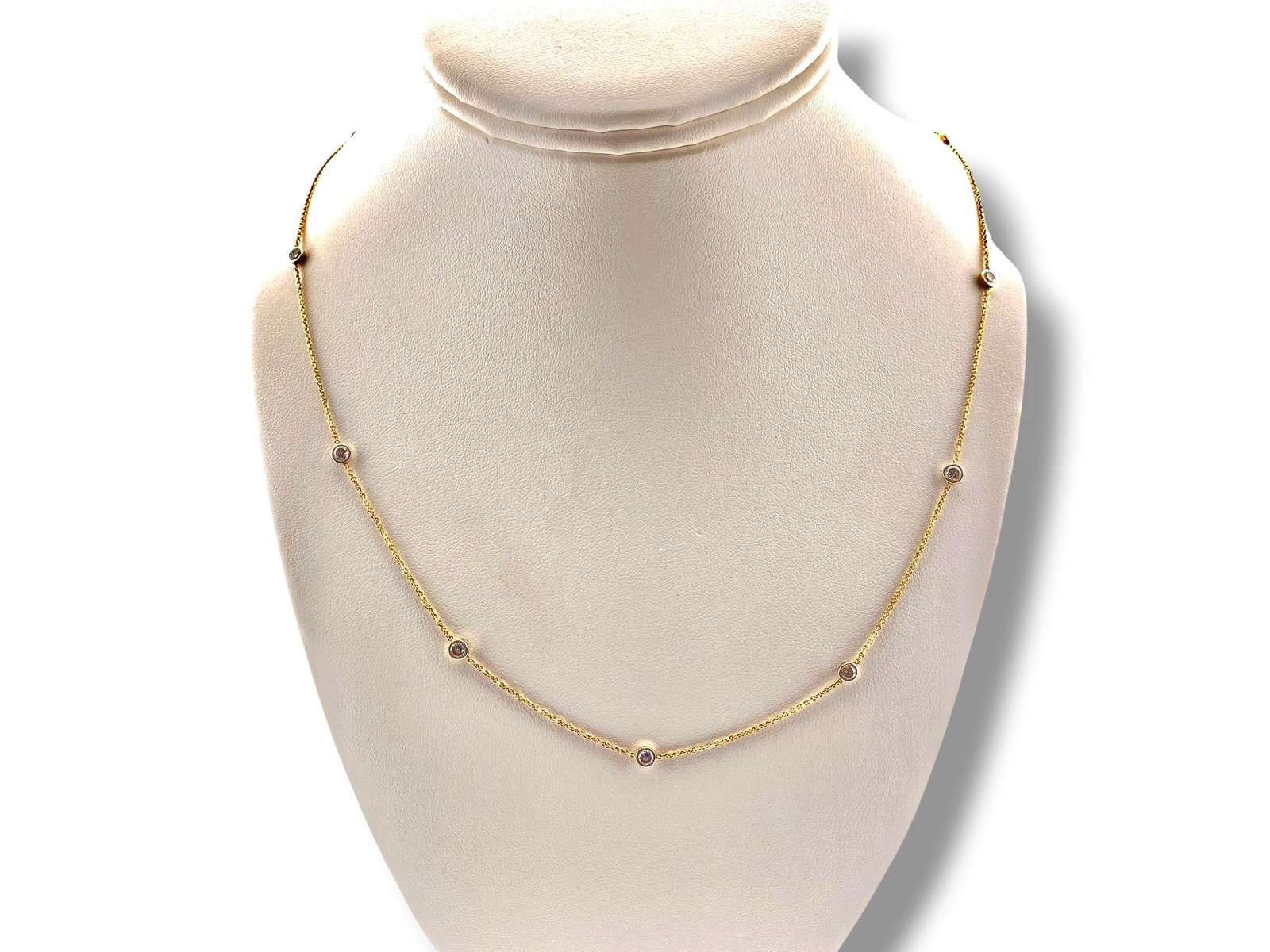 Vintage 14K Yellow Gold 1.00 CTW Natural Diamond By The Yard Station Necklace