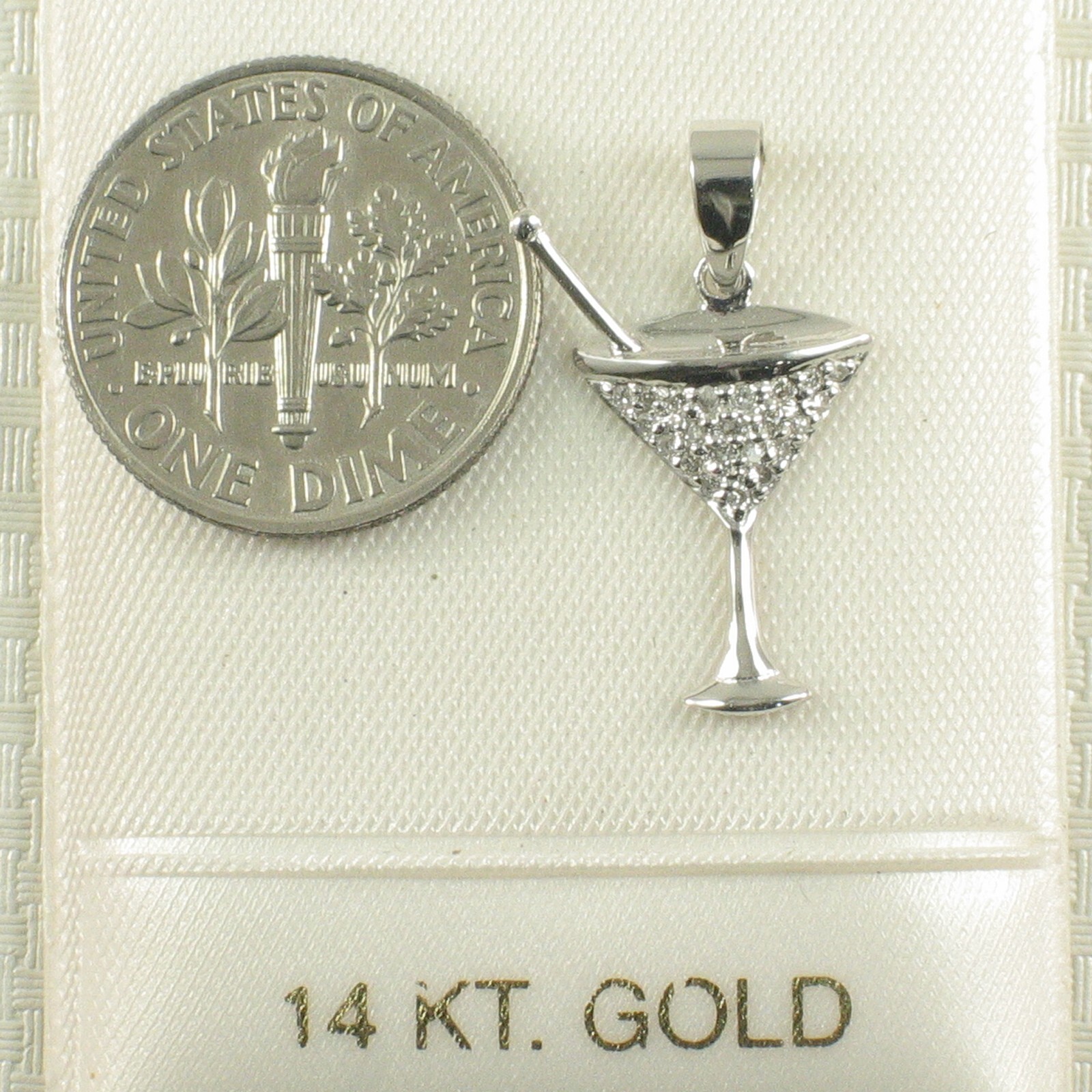 Beautiful Cocktail Cup Design 14kt Solid White Gold Diamond Pendant Necklace