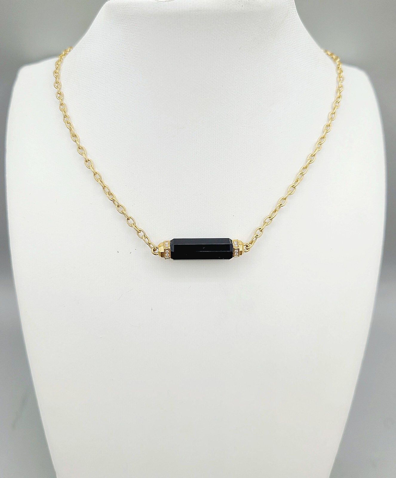David Yurman Lexington Barrel Pendant Necklace With Black Onyx And Diamonds…