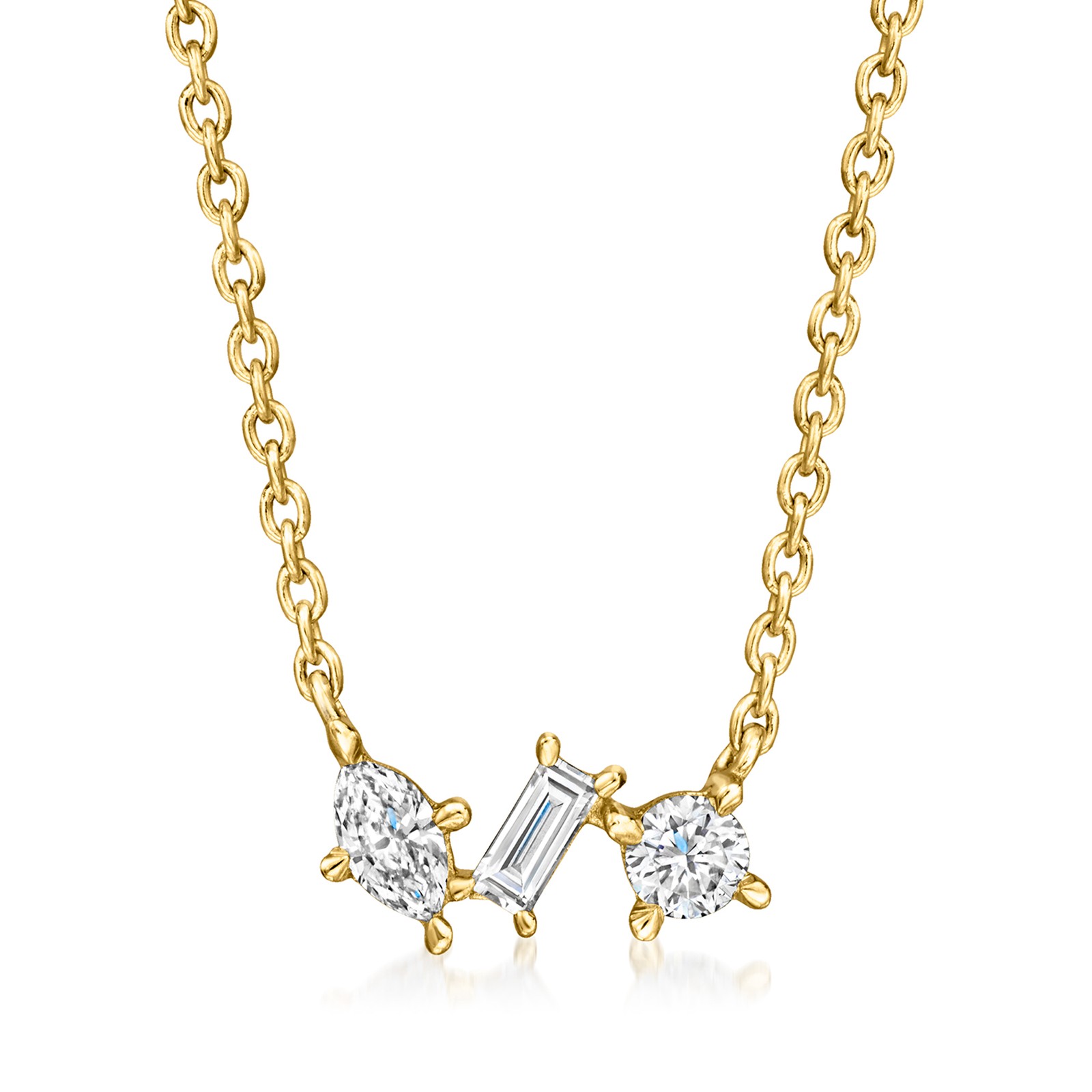 Ross-Simons Multi-Shaped Lab-Grown Diamond Ncklc in 18k Gold Plate 16 inches