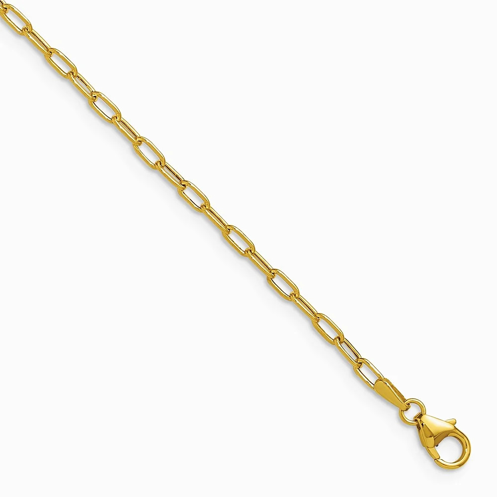 14K Yellow Gold 2.2mm Semi-Solid Paperclip Chain Necklace 16″-24″