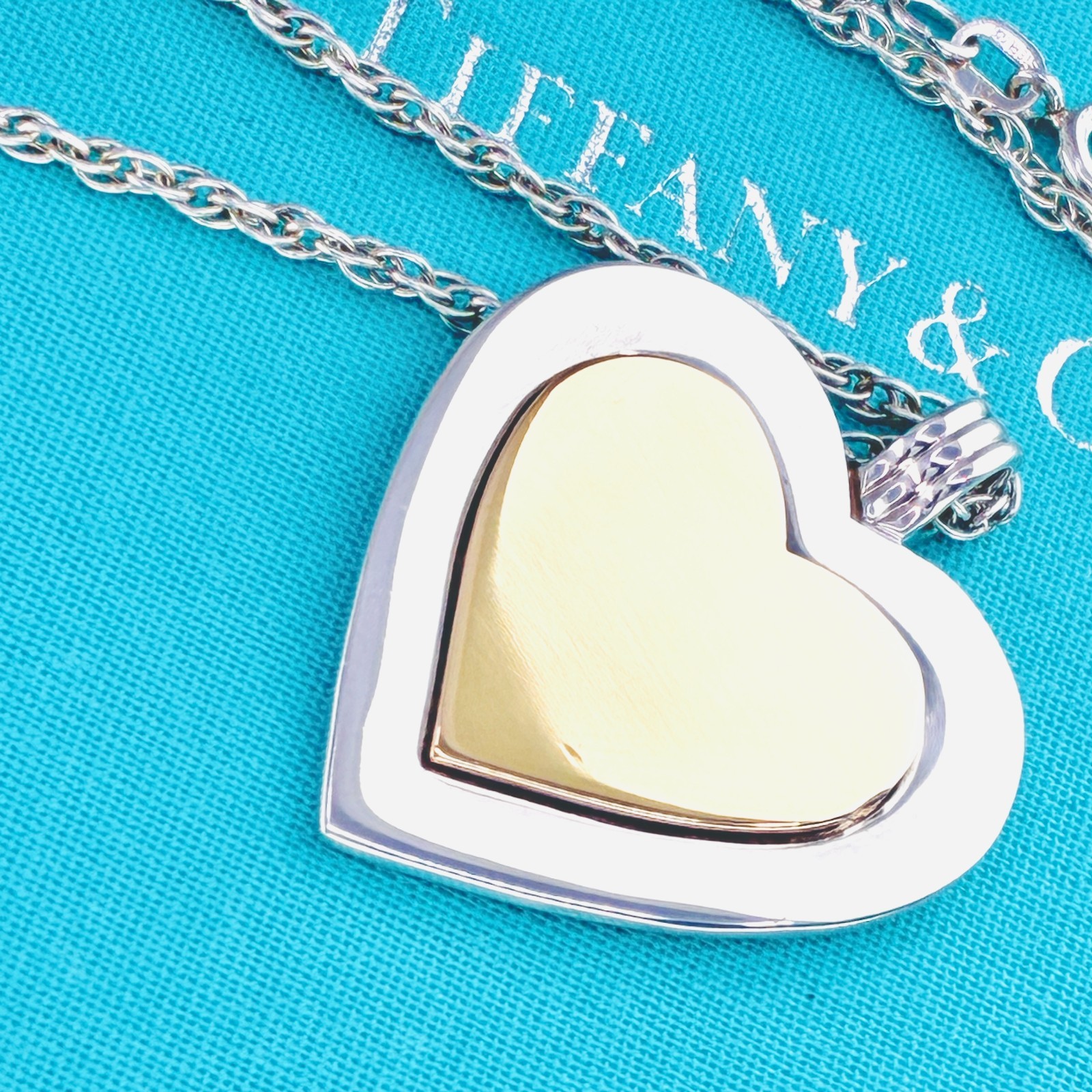 Tiffany & Co. Heart Pendant Top 18K Yellow Gold 750 & Sterling Silver 925 #2