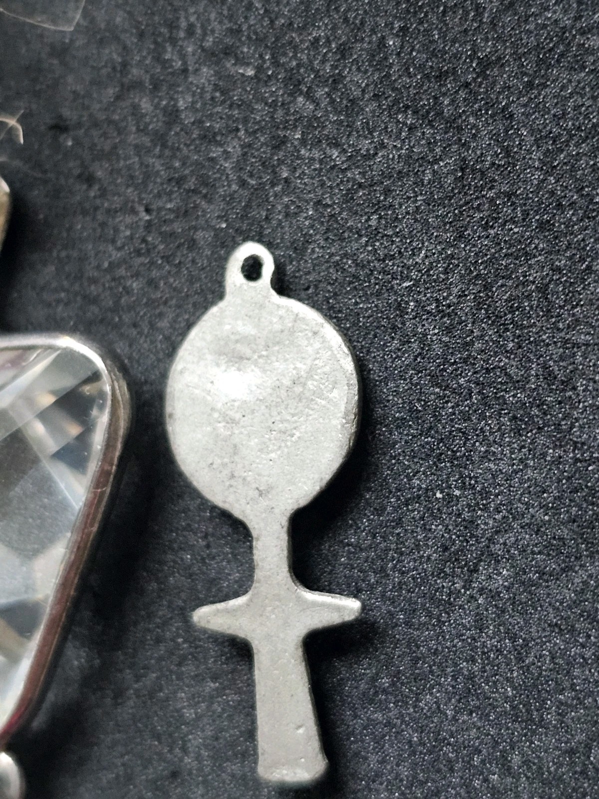 Faceted Clear Crystal Pendant Sterling Silver & Female Tribal Sterling Charm