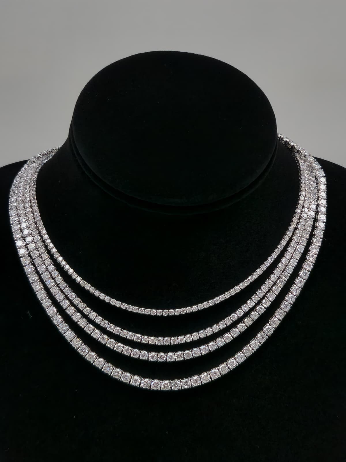 20.00 Ct Lab Grown Diamond Tennis Necklace 14k White Gold 24 Gm E F VVS 17 Inch