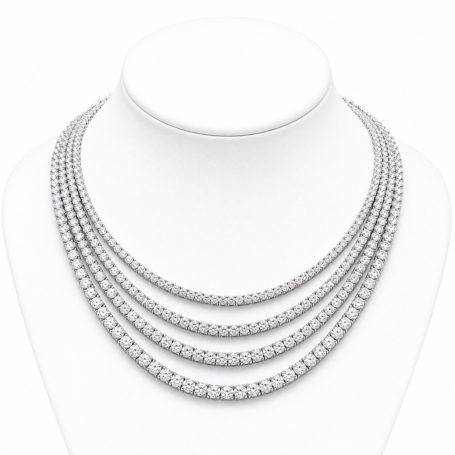 20.00 Ct Lab Grown Diamond Tennis Necklace 14k White Gold 24 Gm E F VVS 17 Inch