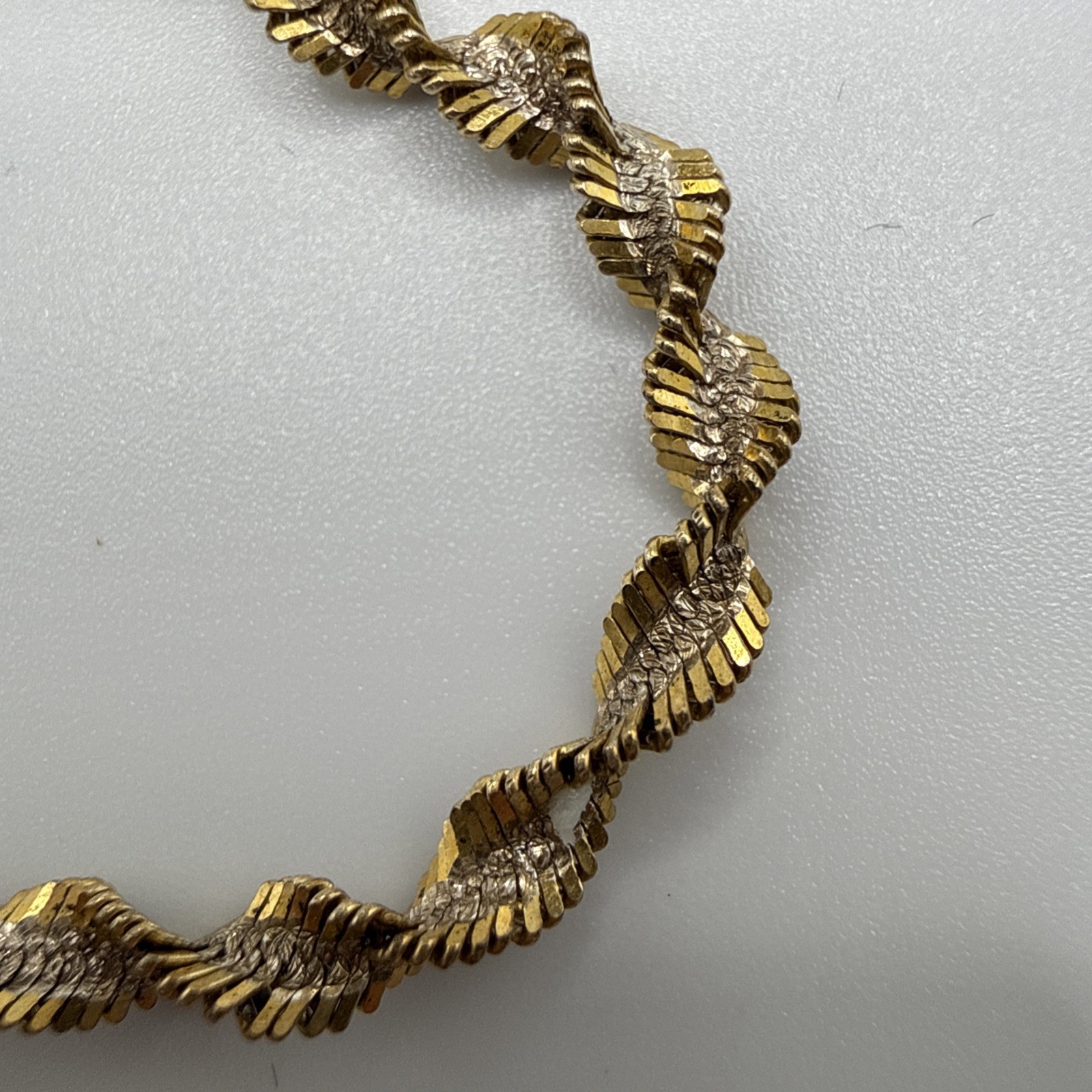 Italy 925 Mixed Metal Twisted Chain Necklace Vermeil 26” READ