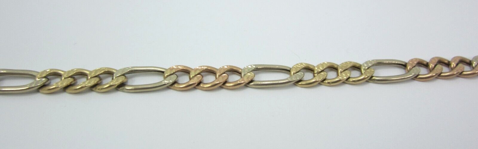 STUNNING MULTI-TONE GOLD (20″) FIGARO STYLE CHAIN NECKLACE 12.1G