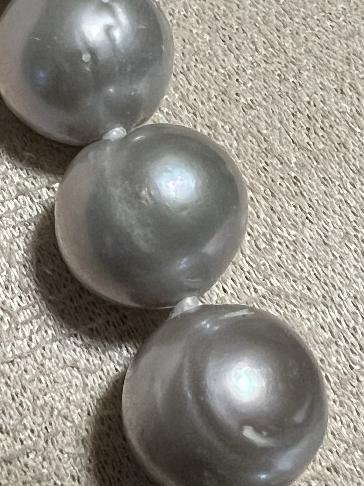 Heavy 100g Vintage OP Grey Pearl Strand Necklace Knotted Sterling Silver 925