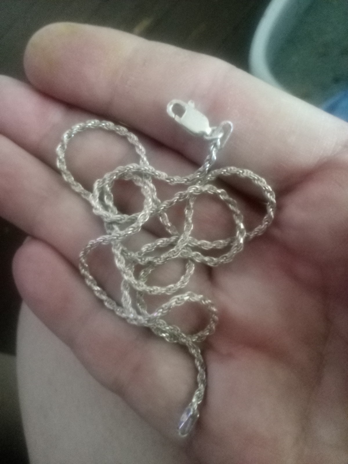 Sleek vintage Italy 925 sterling silver 18 in rope chain unknown hallmark 5.71 g