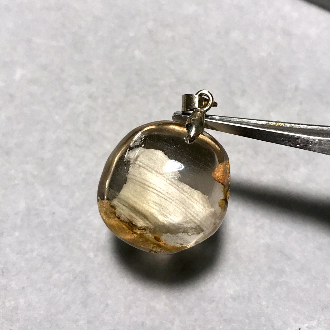 US SELLER Natural White Phantom Quartz Crystal Pendant With Stone Brazil Gem