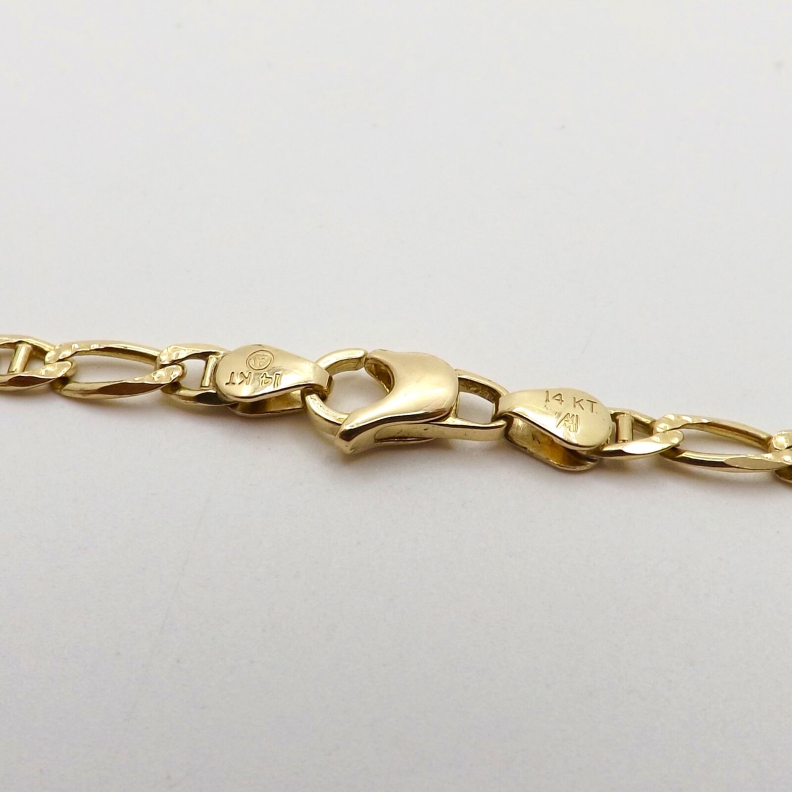 Solid 14k Gold Mariner Figaro Figarucci Link Pendant Chain Necklace 19in 12g