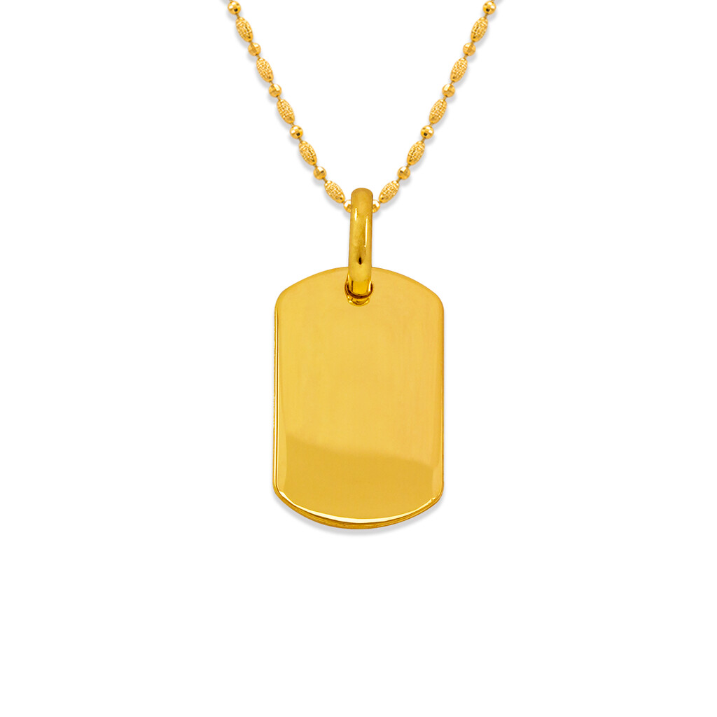 14K Yellow White Gold Simple Plain Rectangle Pendant Charm Dog Tag 11.5x20mm