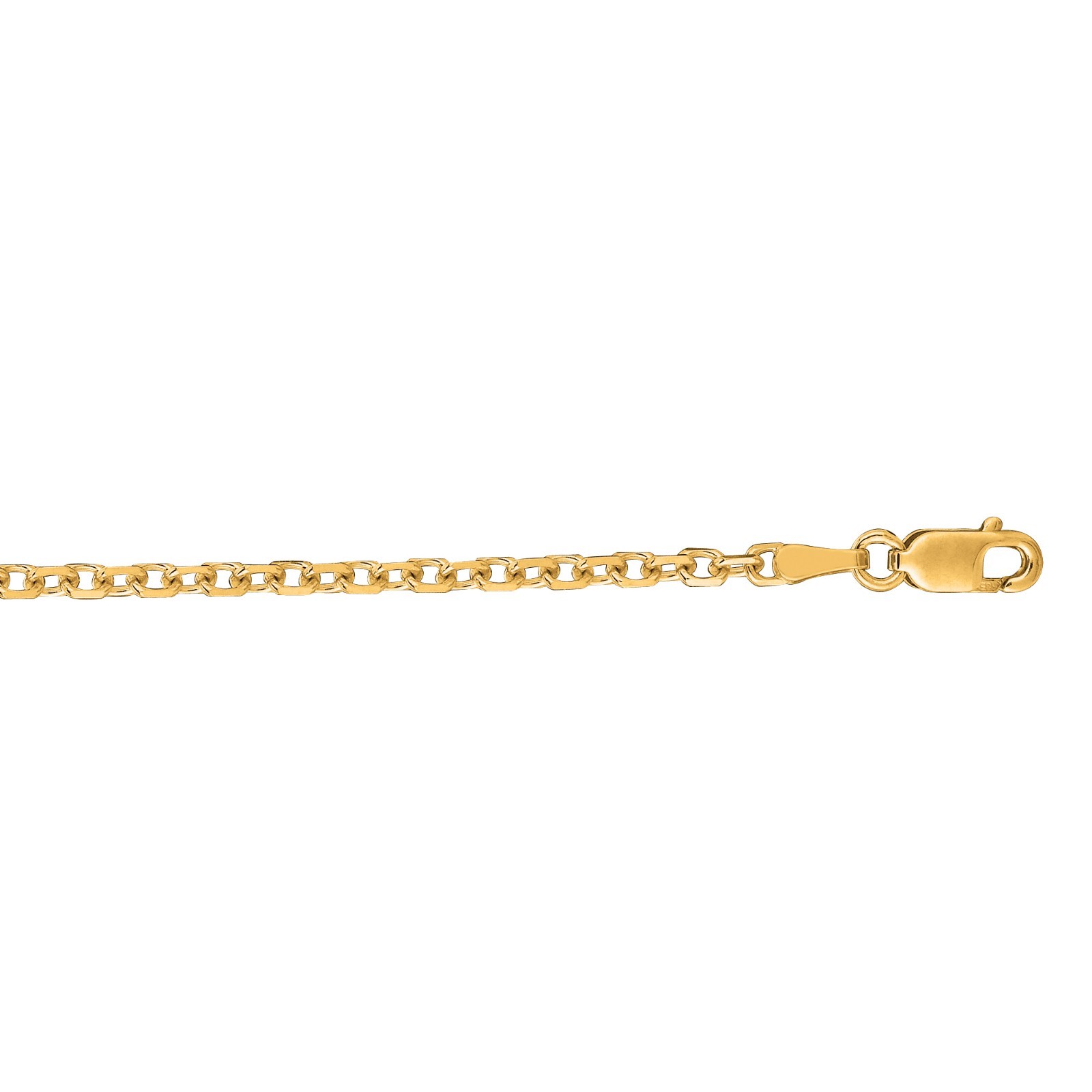 14k Yellow Gold 16″ Solid Cable Link Pendant Chain/Necklace 1.7 mm 3.4 Grams