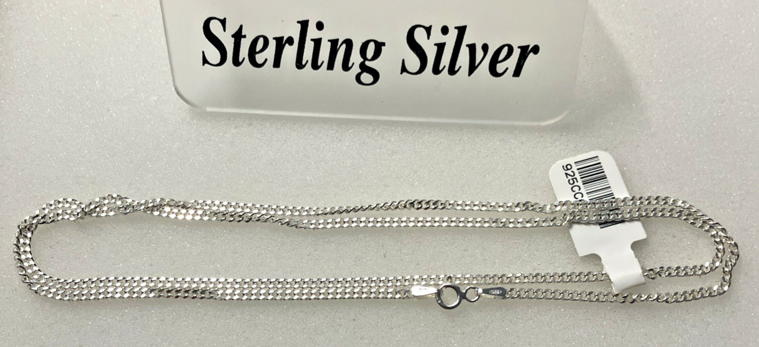 925 Italy Sterling Silver Solid Curb Link Chain Necklace 6.5grams 22” 2.1mm NWT