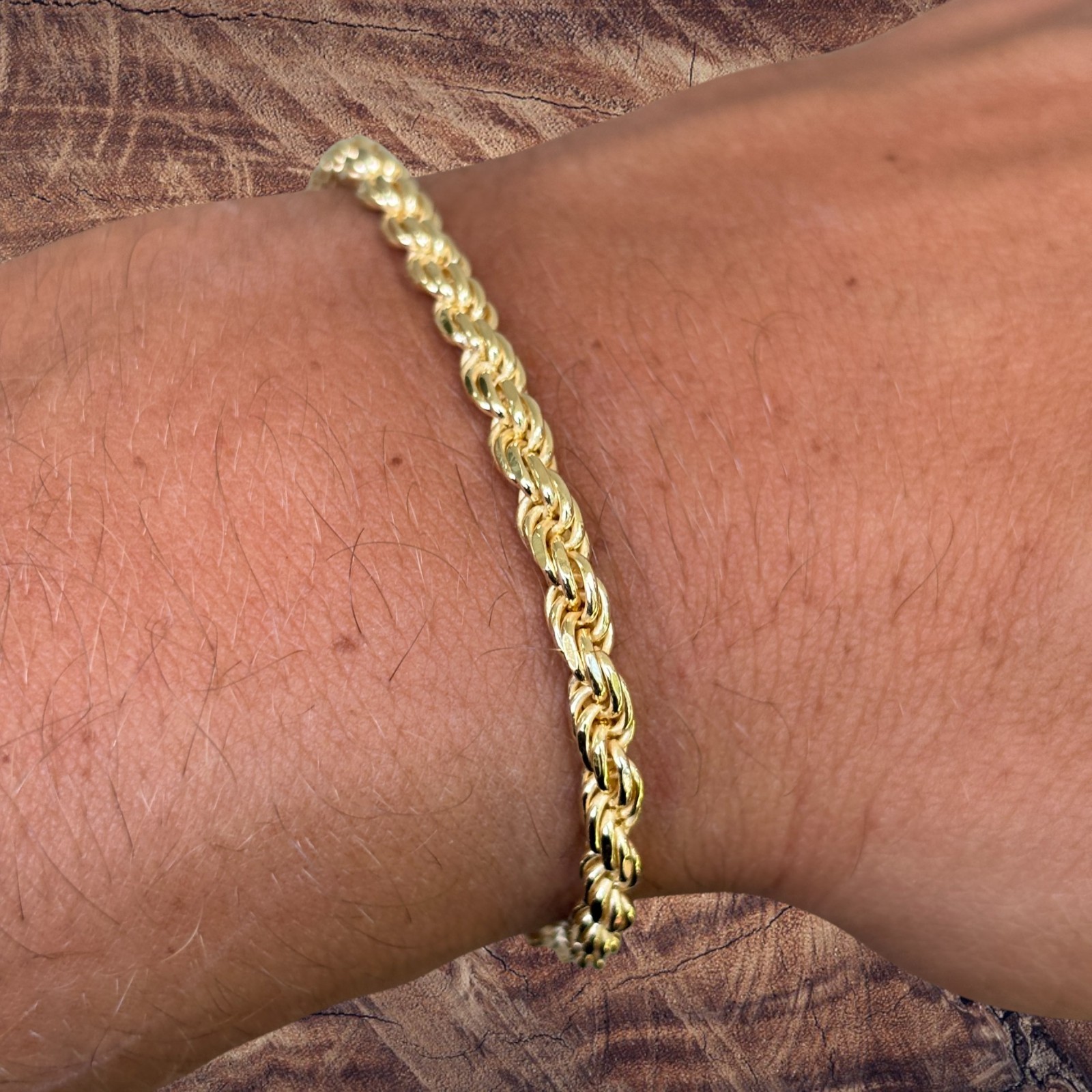 4mm Diamond Cut Rope Bracelet – Solid 925 Sterling Silver Or 14k Gold Vermeil