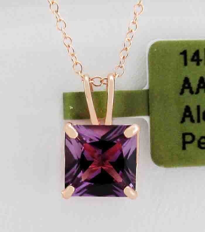LAB CREATED 1.05 Cts ALEXANDRITE PENDANT 14K ROSE GOLD – New With Tag