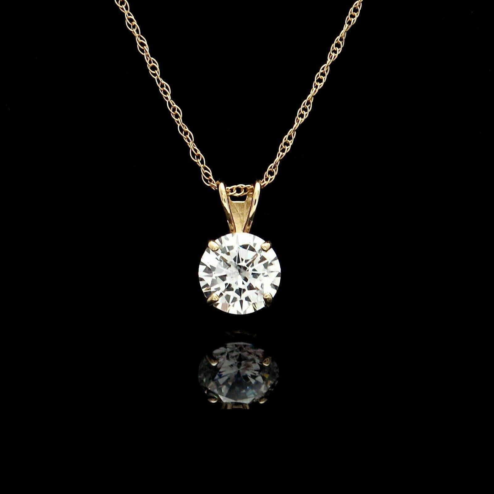 2 Ct Round Cut Solitaire Moissanite Pendant Necklace In 14k Yellow Gold Finish