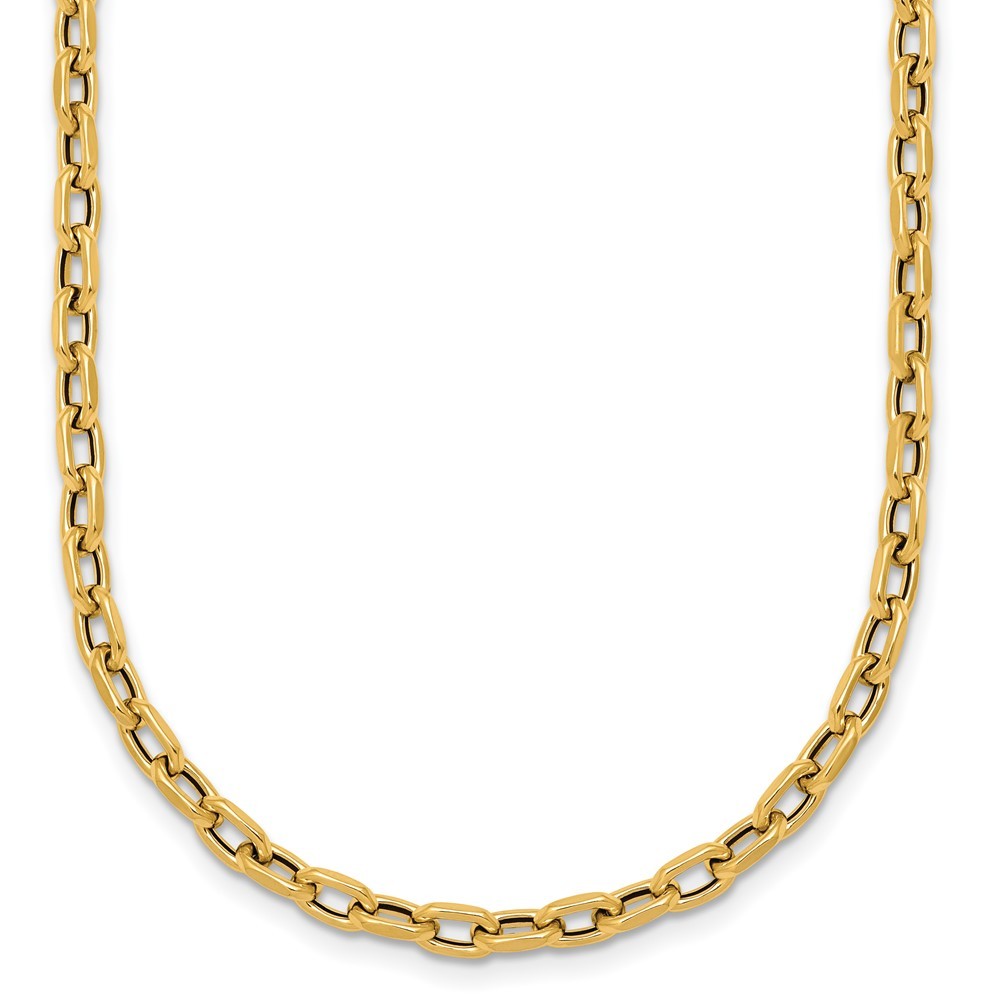 18K Yellow Gold Polished Fancy Cable Link Chain Necklace 24″