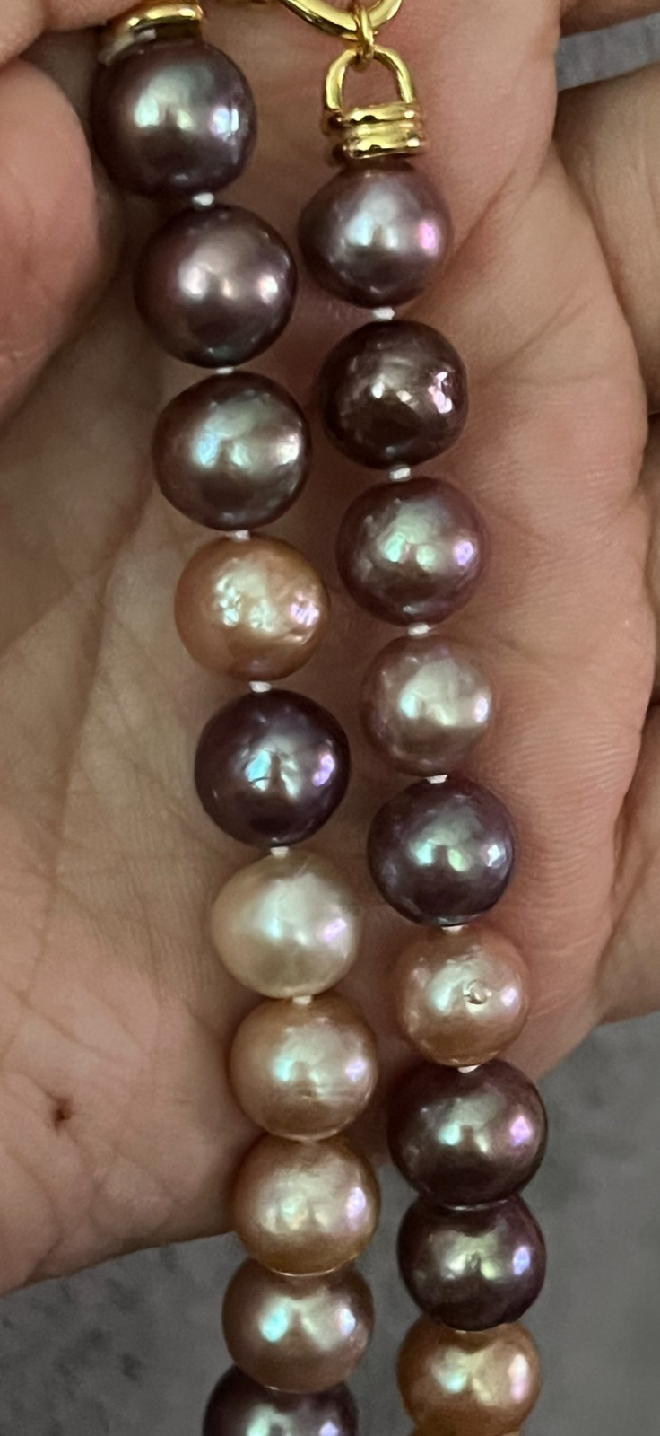 Large Edison Pearl Necklace S925 Toggle Clasp Metallic Candy 45cm Cert