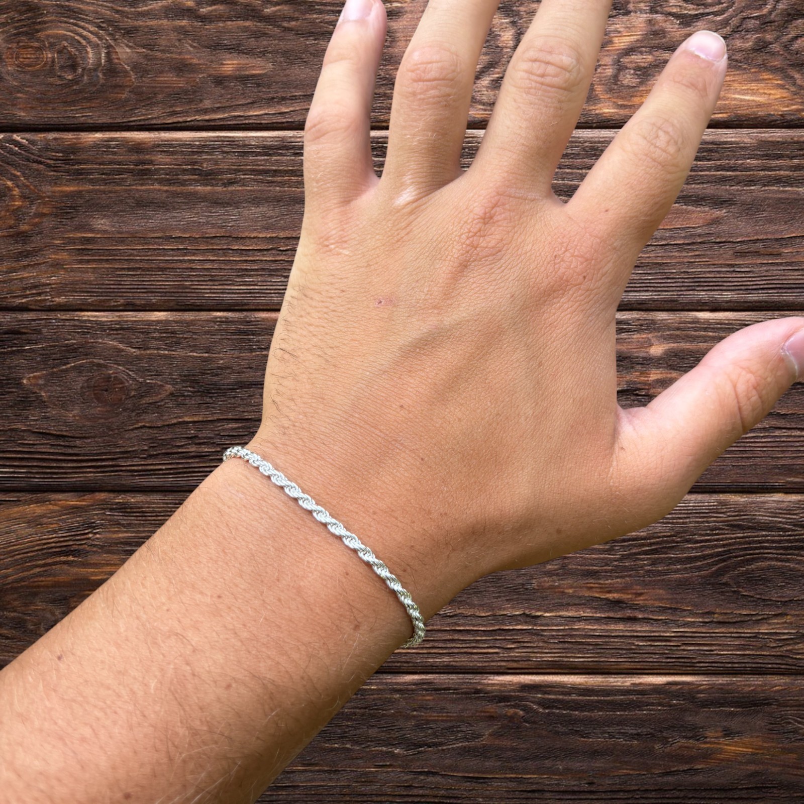 3mm Diamond Cut Rope Bracelet – Solid 925 Sterling Silver Or 14k Gold Vermeil