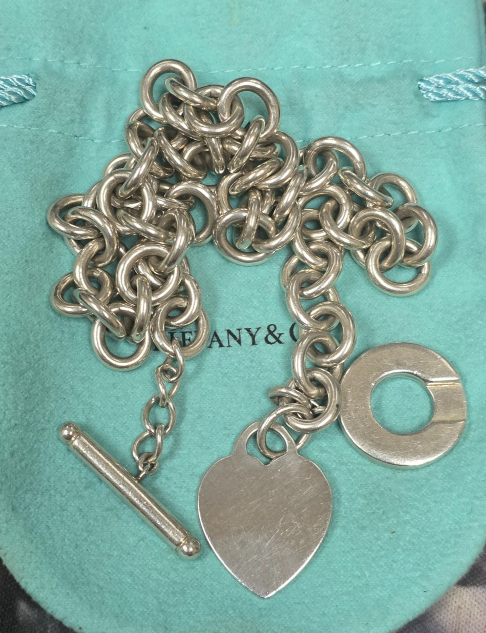 Tiffany & Co Sterling Silver 925 Heart Tag 16″ Toggle Necklace 74.4g