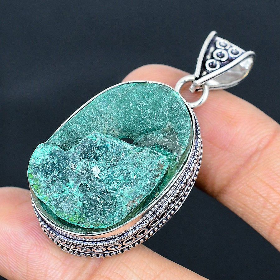 Malachite Rough Handmade 925 Sterling Silver Jewelry Pendant 1.96″
