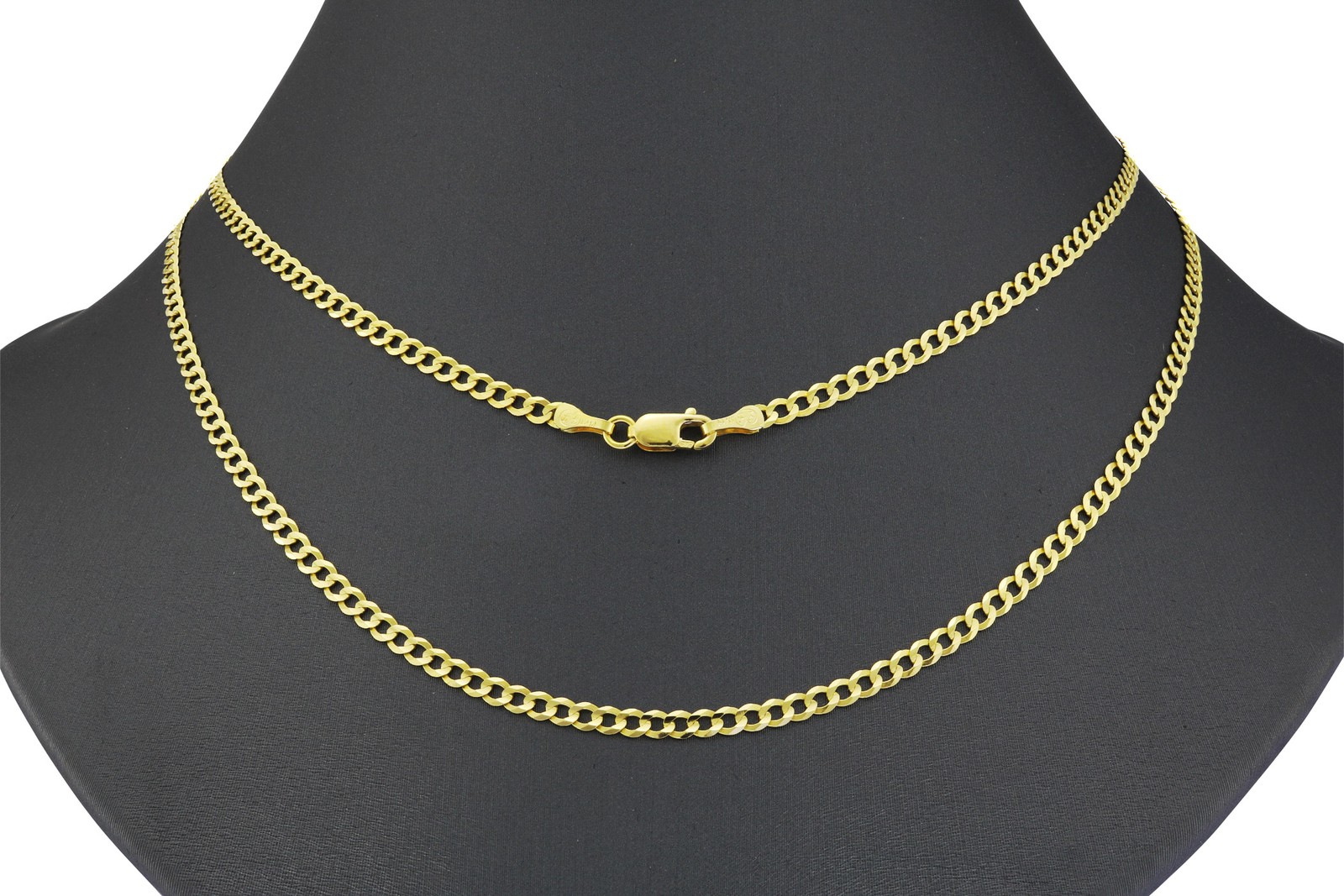 14K Yellow Gold 2.5mm Solid Curb Cuban Chain Link Mens Womens Necklace 22″