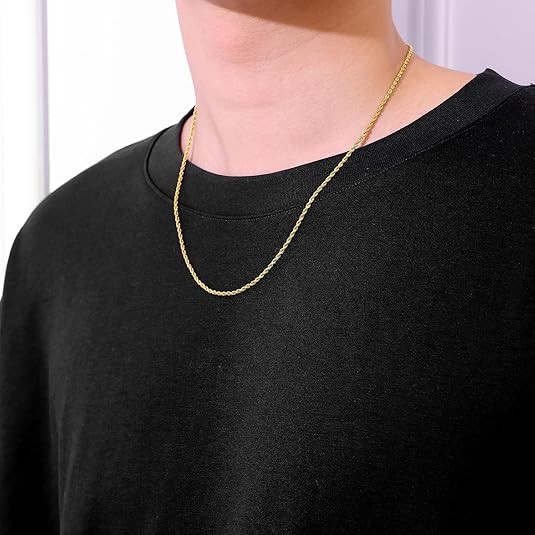 4MM Solid 925 Sterling Silver Gold DIAMOND CUT ROPE CHAIN Necklace Italy