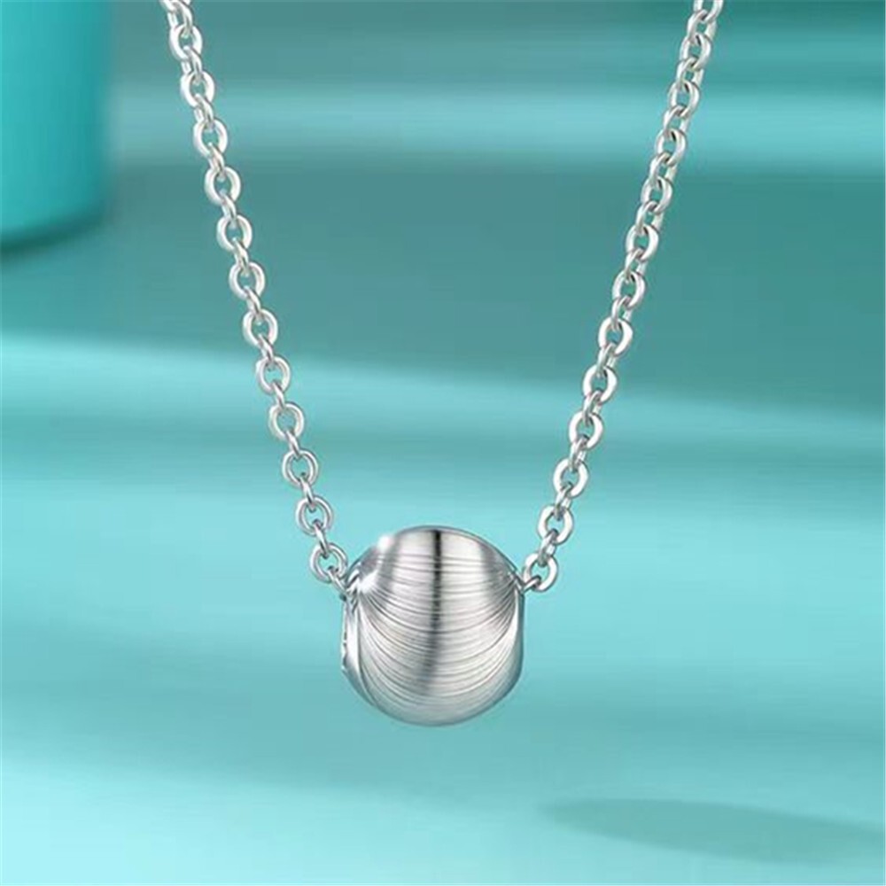 Pure PT950 Platinum 950 Lucky 5mm Laser Ball Bead Link Necklace 3.6-3.8g 16-17in