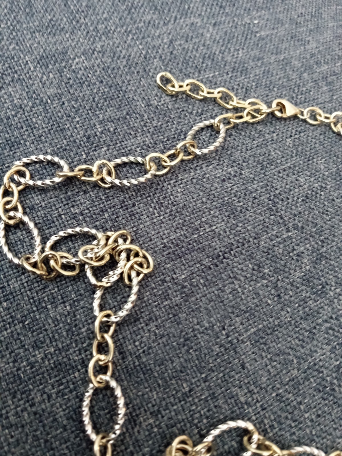 gold and silver Link Necklace Marked 681 And 925 22″