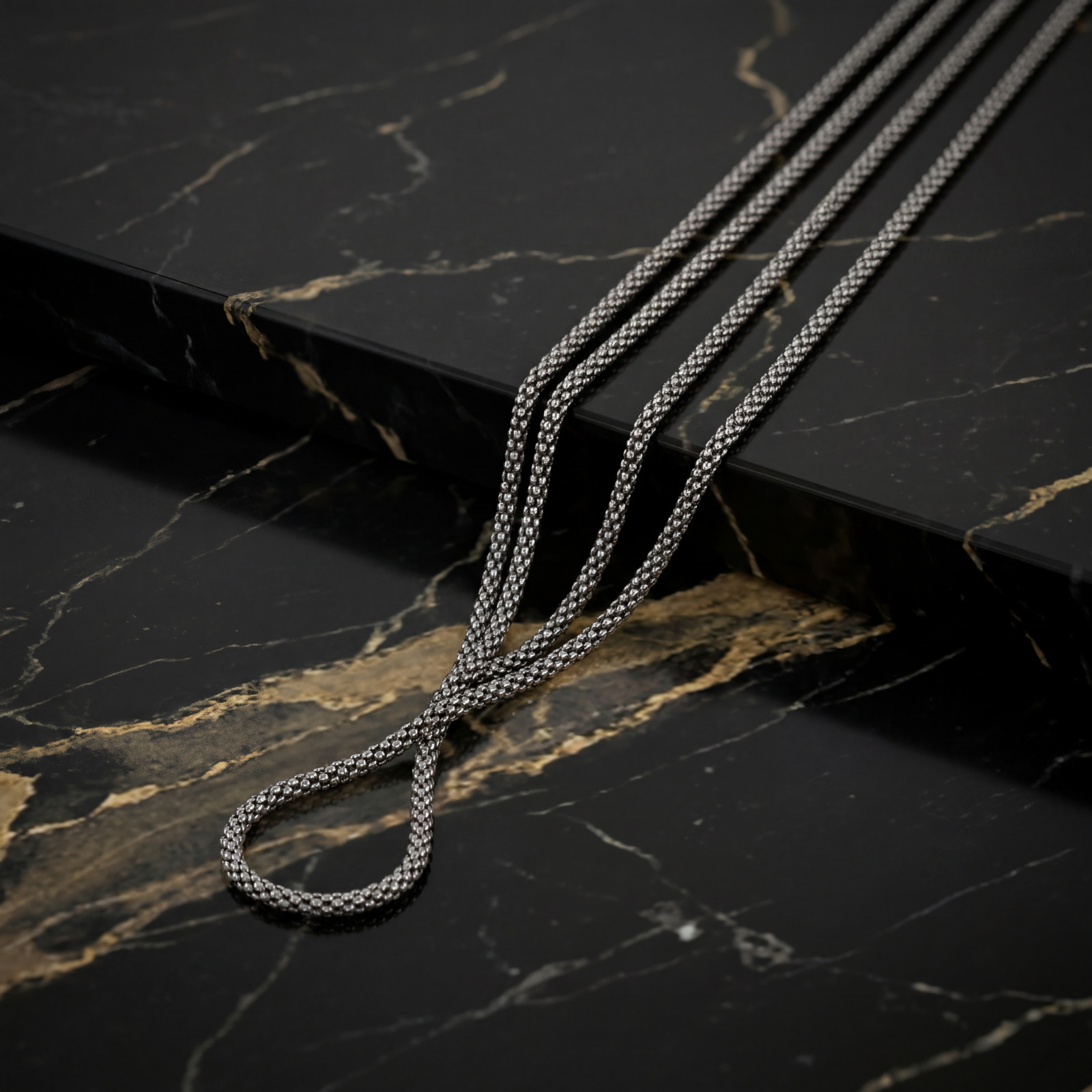 Coreana Popcorn Chain Rhodium 925 Sterling Silver Solid Italian Chain