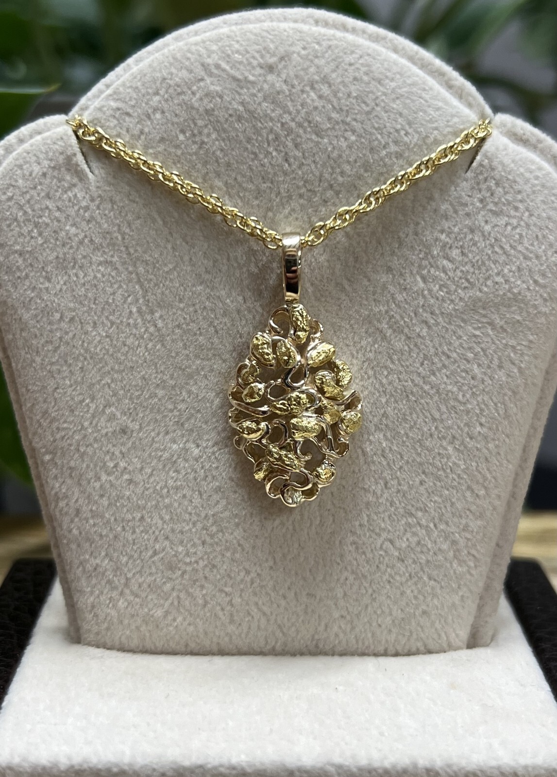 Natural Gold Nuggets Mounted on custom Filagree 14KT Gold PN239