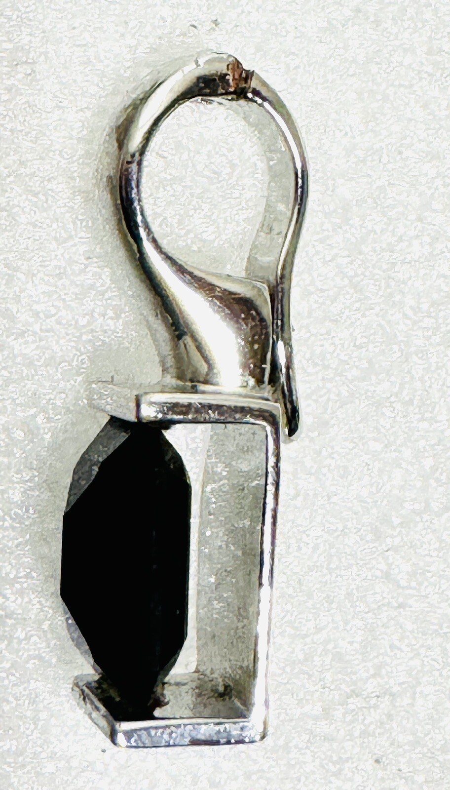 Silver Black Rectangle Stone Pendant Estate Item 1” Unknown