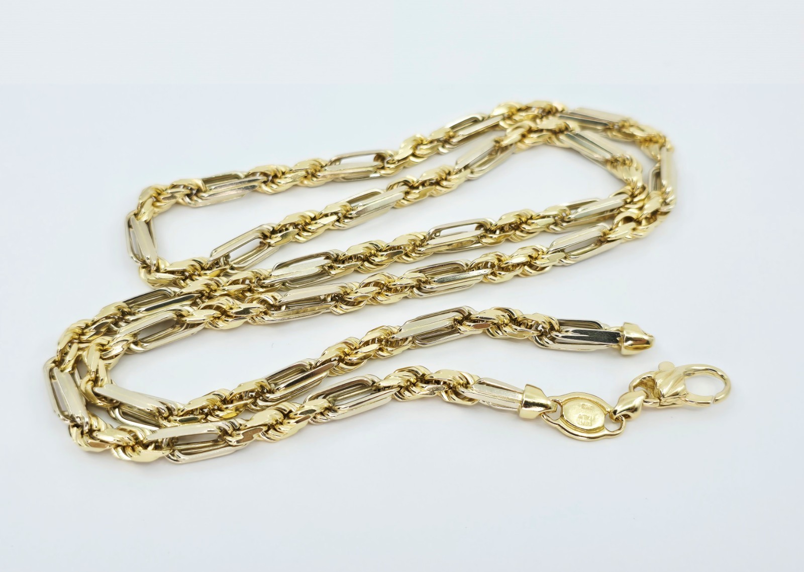 14K Two Tone Multi Color Gold Designer Milano Rope Chain Necklace – 27″ Length