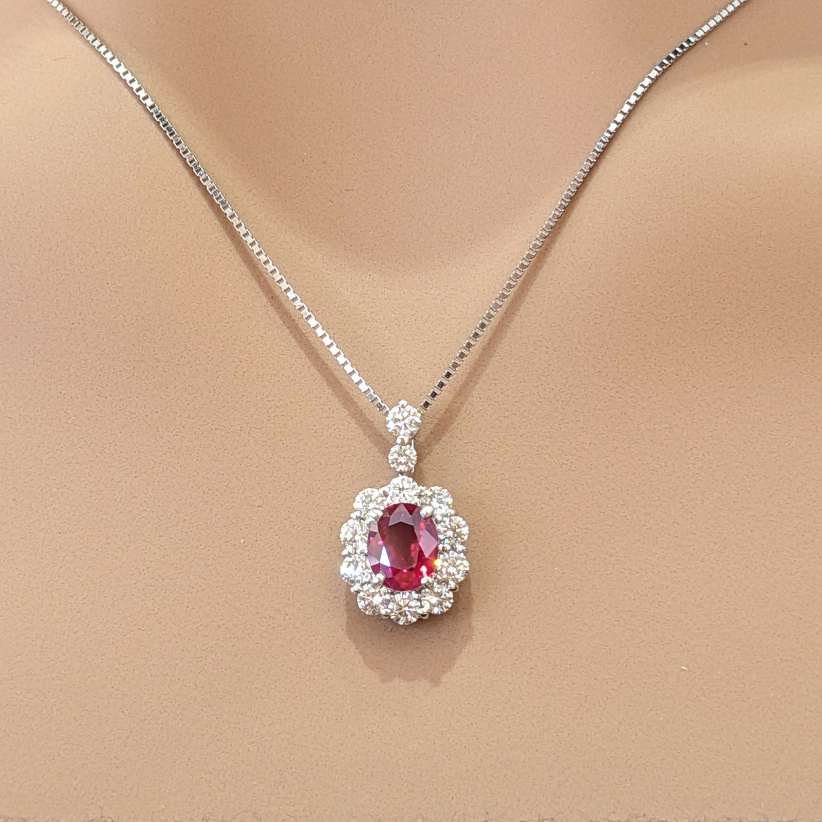 GIA Burma Ruby and Diamond Pendant Necklace in Platinum – HM2796SZ