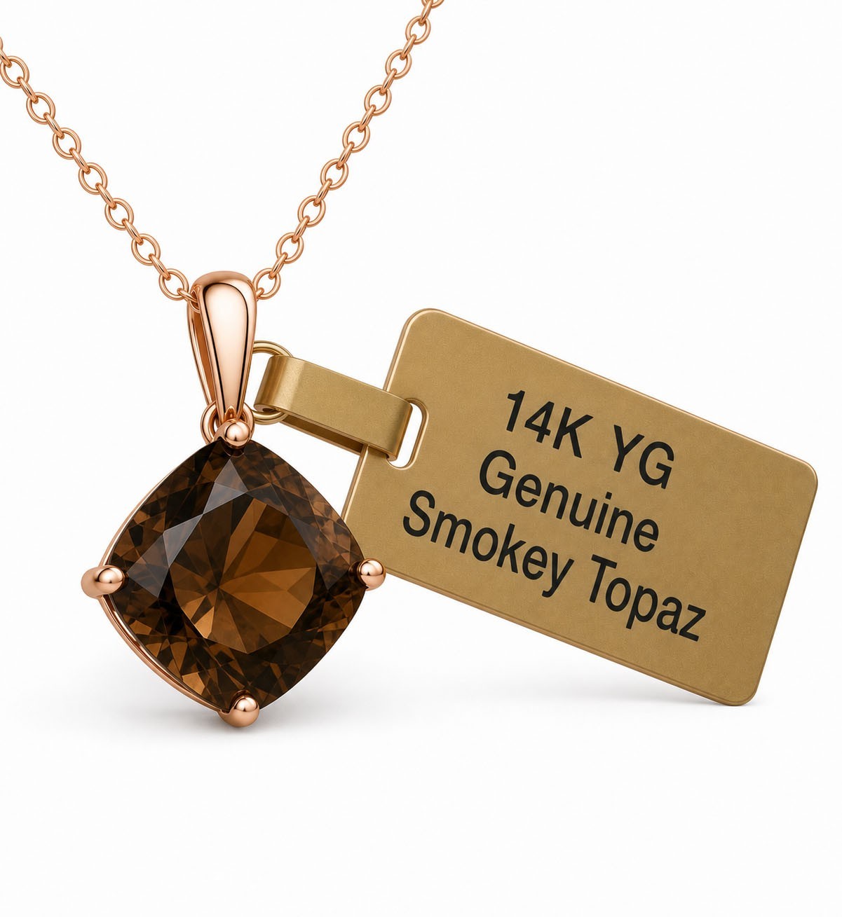 GENUINE 4.35 Cts SMOKY TOPAZ PENDANT 14k ROSE GOLD – Free Appraisal Service