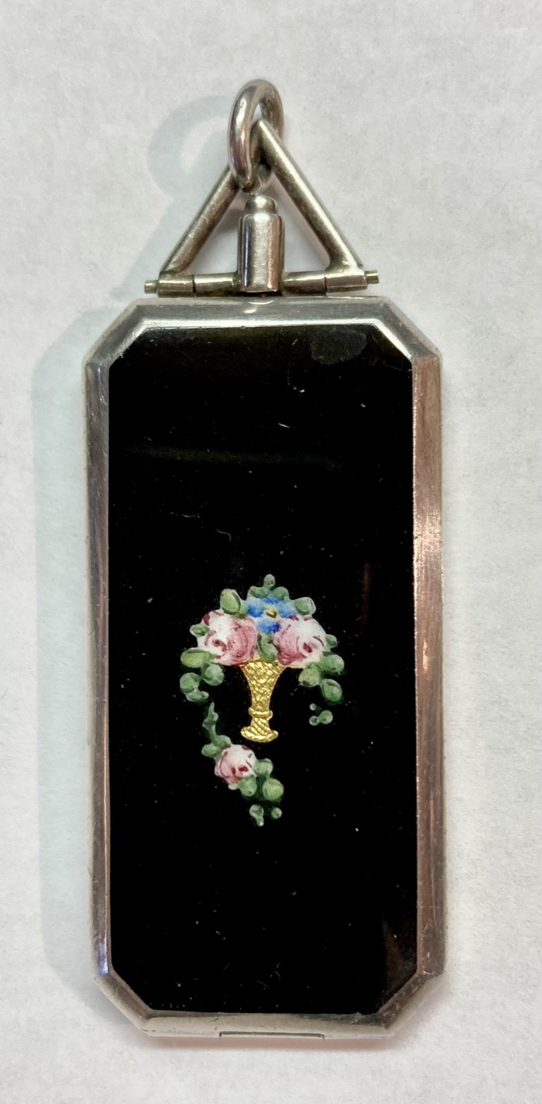 Foster and Bailey F&B sterling silver and painted enamel double photo locket