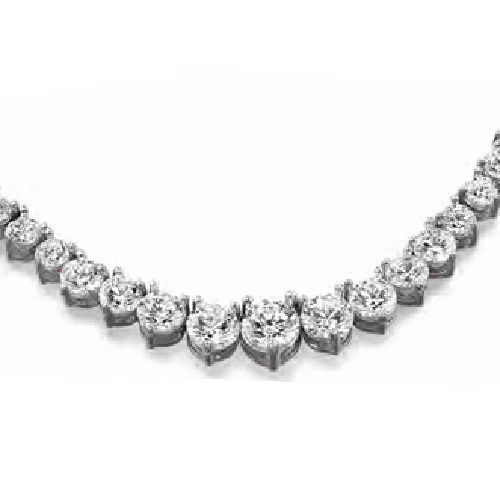10.06 ct Round Diamond Tennis Necklace 3 prong 14k White Gold GIA G VS1 0.50 ct