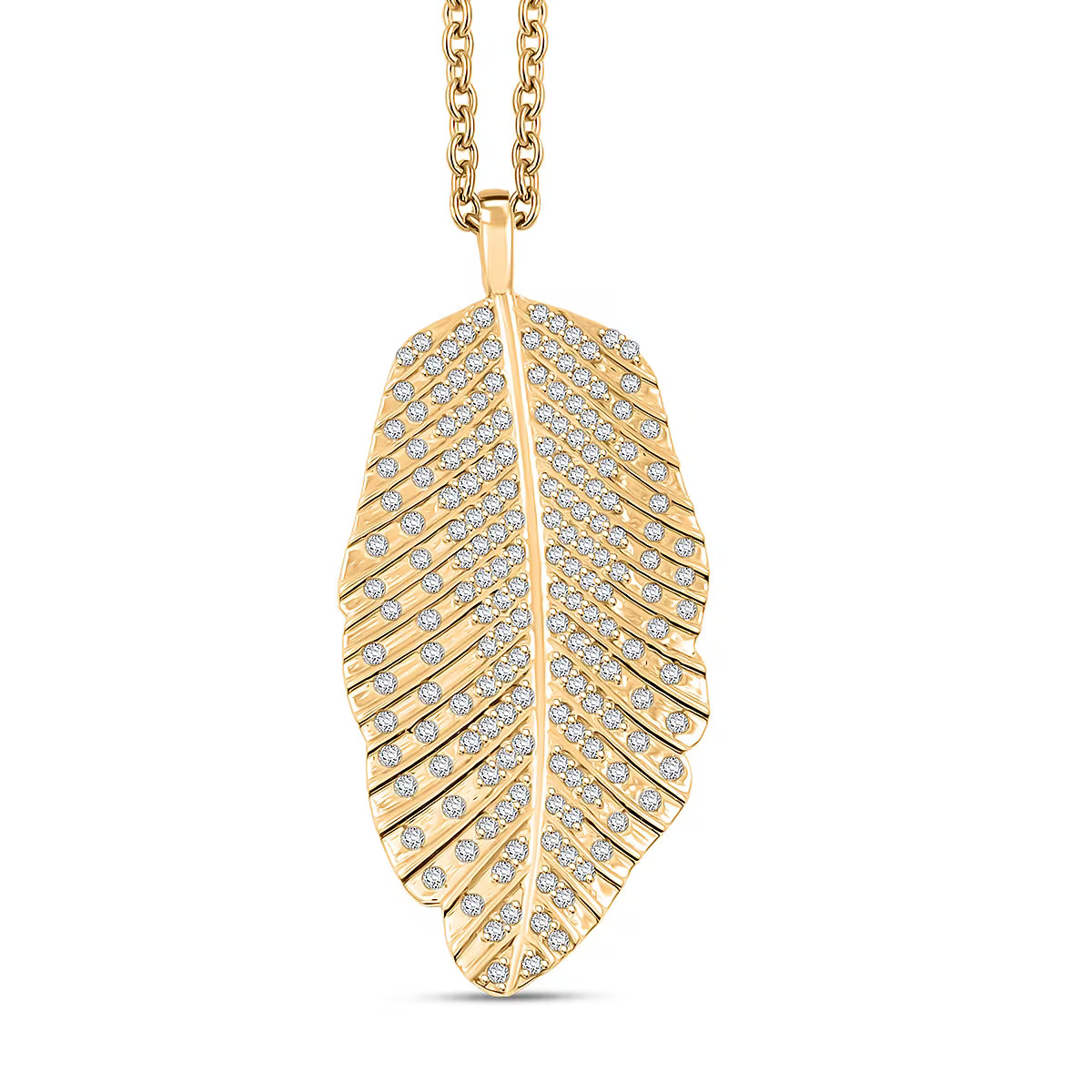 Moissanite 0.60 ctw Pendant Necklace 14K Yellow Gold Over 18″