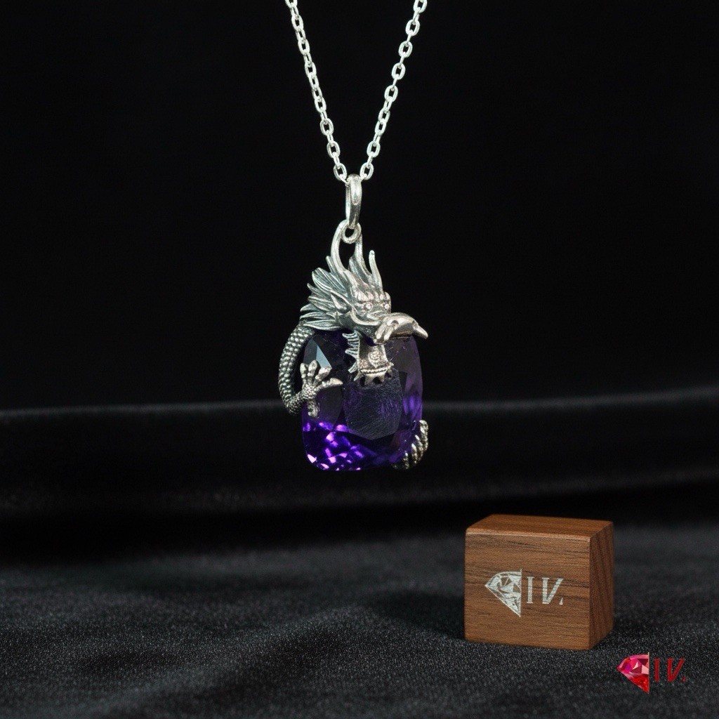 Amethyst Dragon Pendant Necklace