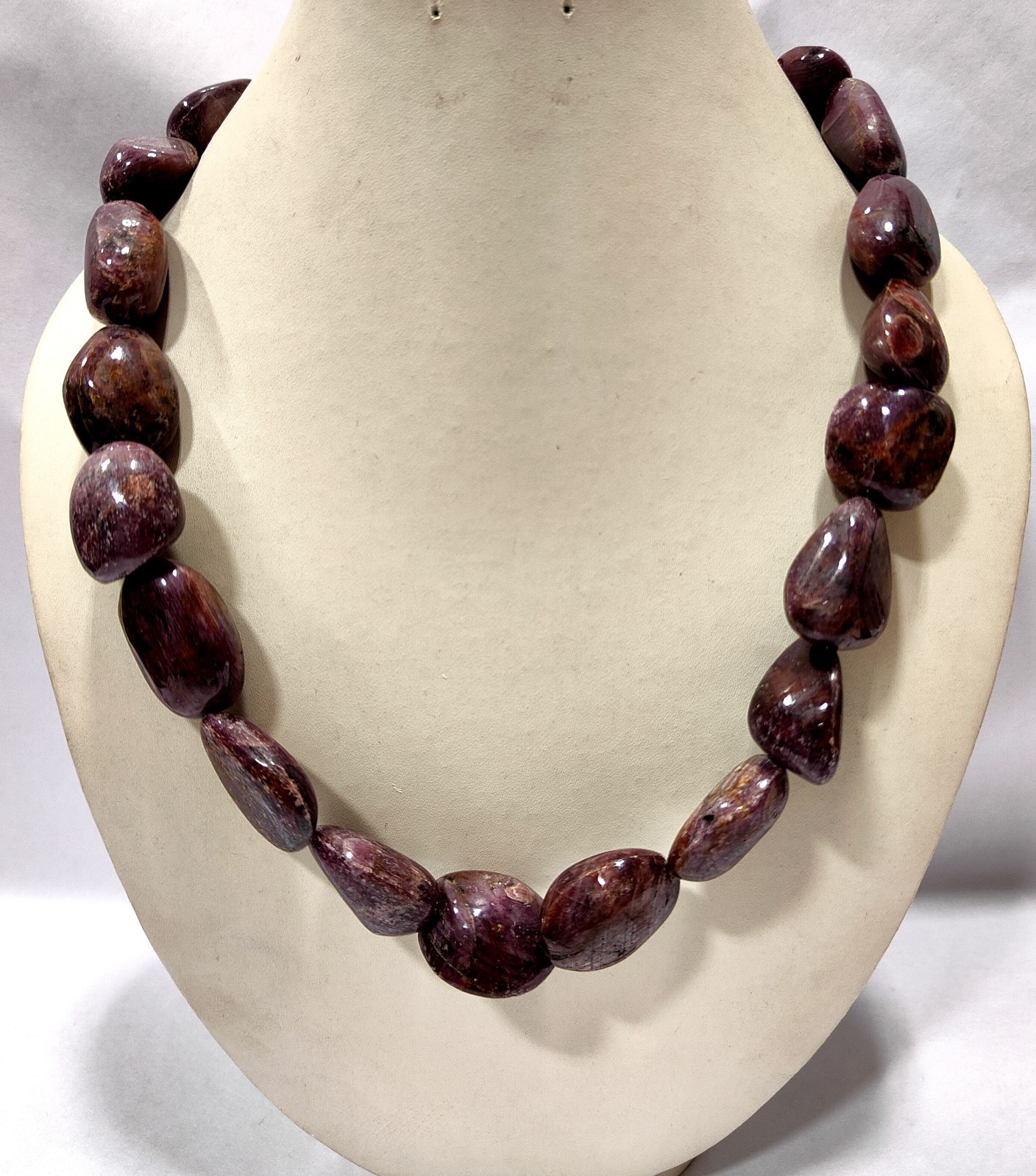 Natural Indian Ruby Tumble Beads Necklace: Handmade AAA+ Quality, 20 Inches Bead