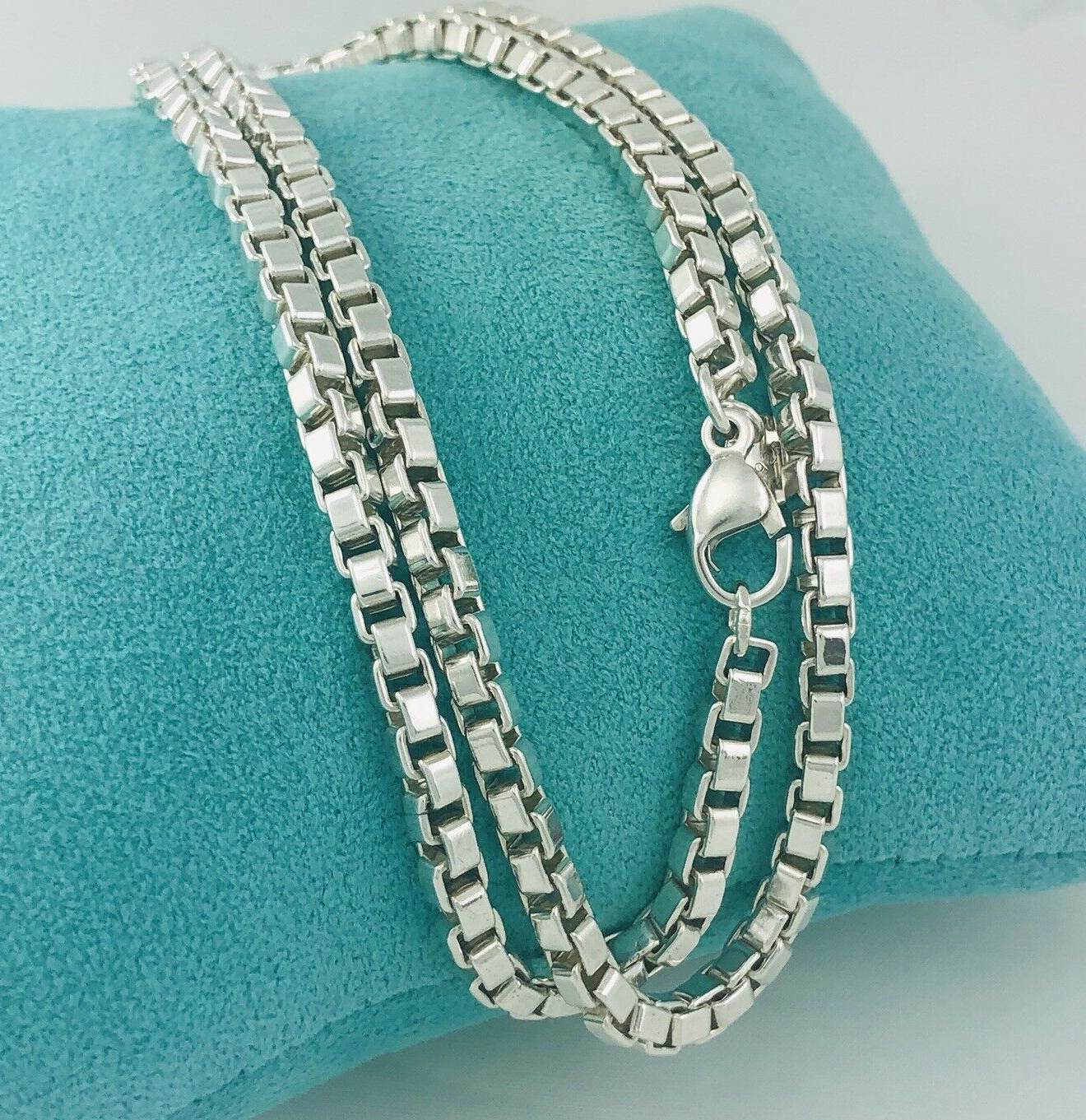 24″ Tiffany & Co Mens Unisex Venetian Box Link Necklace in Sterling Silver