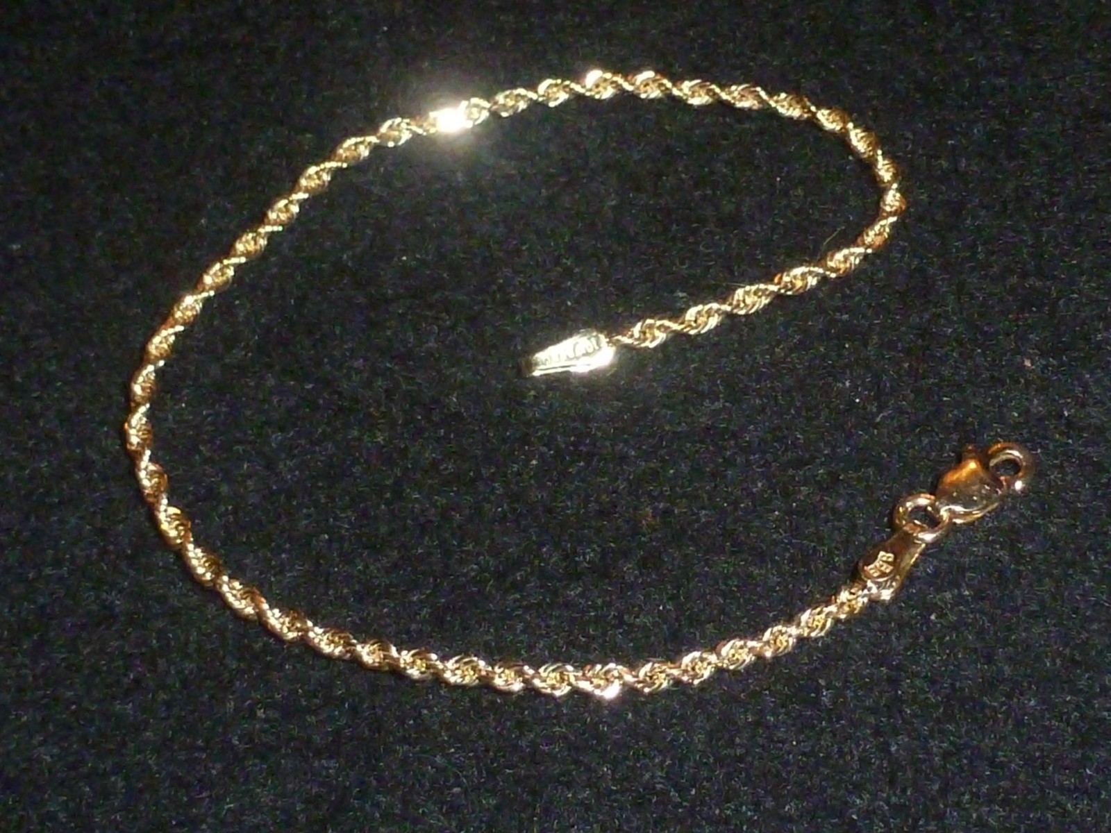 10K SOLID YELLOW GOLD DIAMOND-CUT ROPE TWIST BRACELET – 7″ – PERU – 1.92 GRAMS