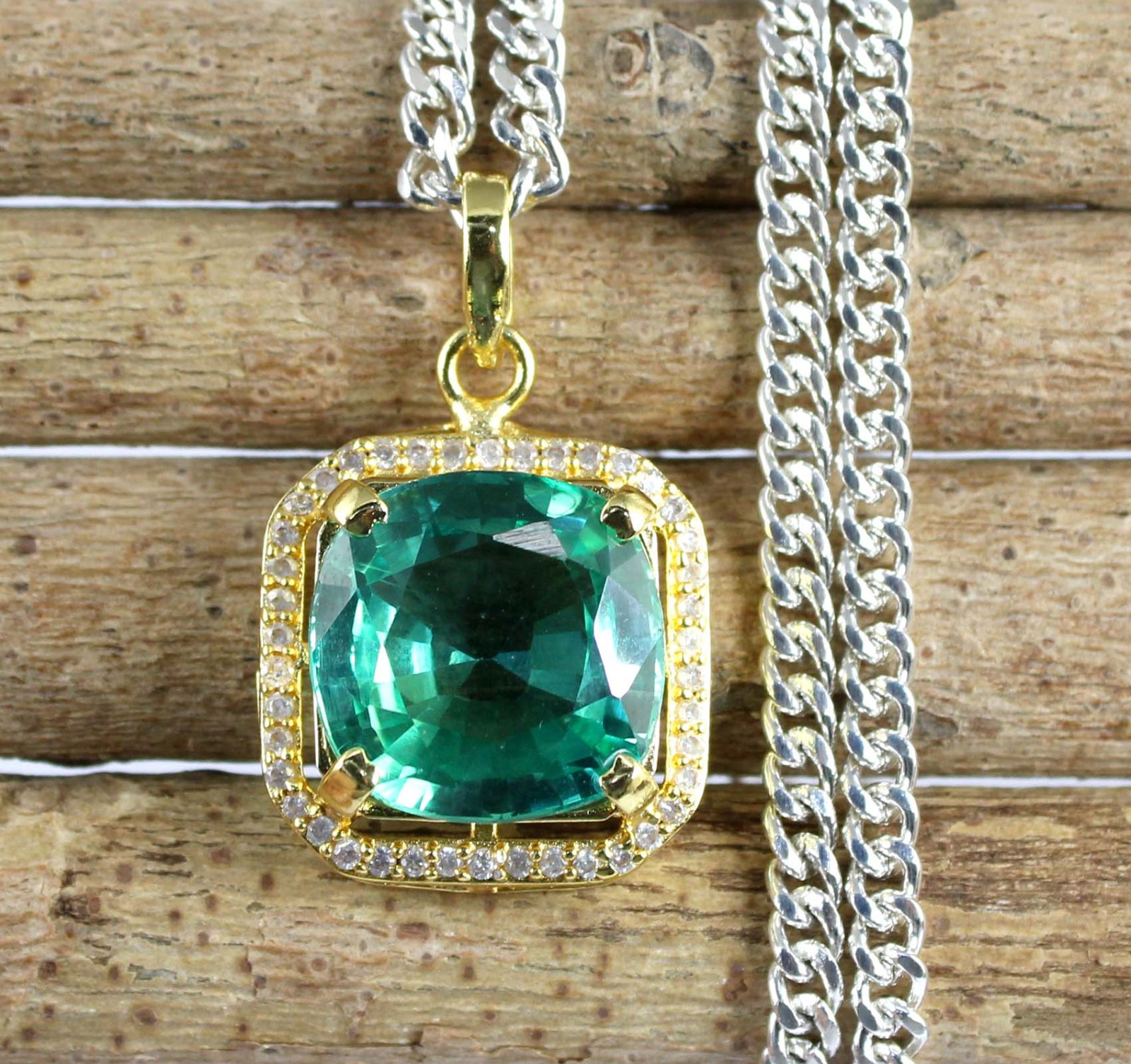 Certified Natural Bi Color Parti Sapphire 19.84 Carat Cushion Gemstone Pendant
