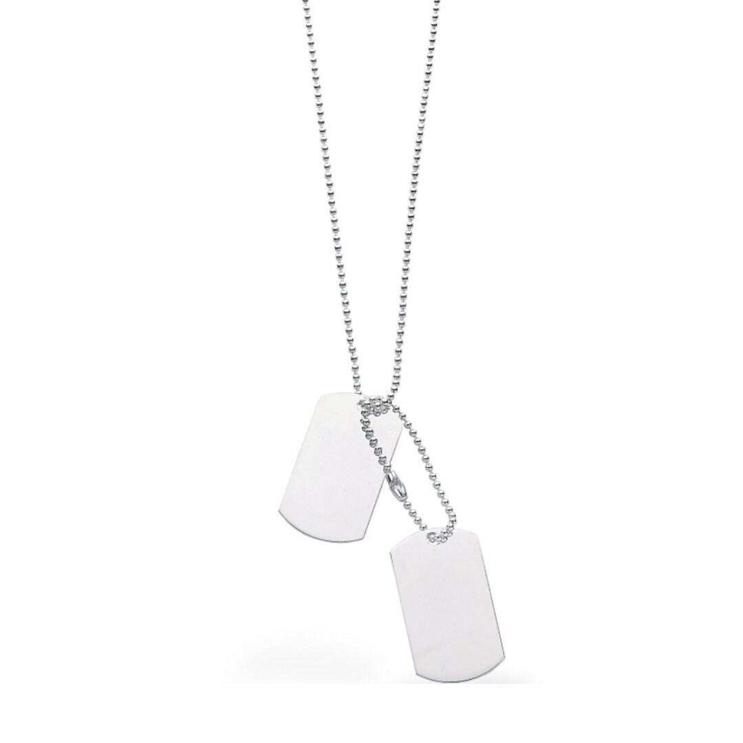 925 Sterling Silver Necklace Silver Dog Tags Chain. All Occasion Gift for Him