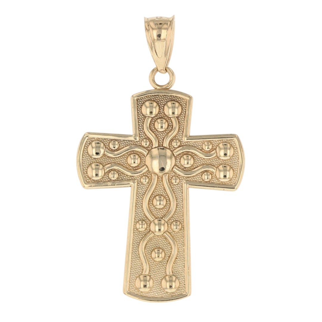 Religious Cross Serenity Prayer Reversible Pendant No Chain 14k Yellow Gold