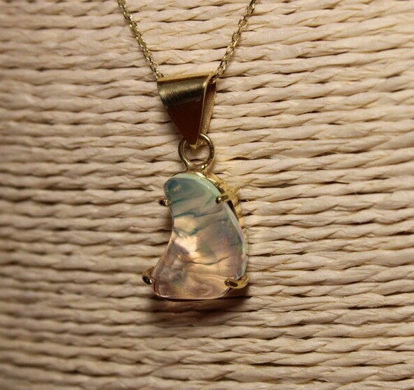 14k GOLD! Natural free form Mexican fire Opal Pendant in 14k yellow gold MOPG239