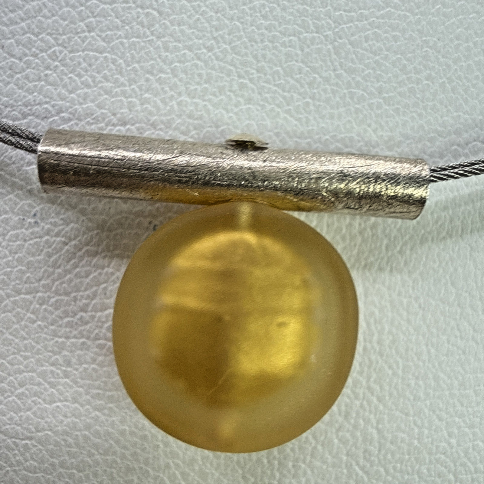 GERMAN .925 Sterling Silver 17″ Custom Necklace Chain w-Yellow Stone