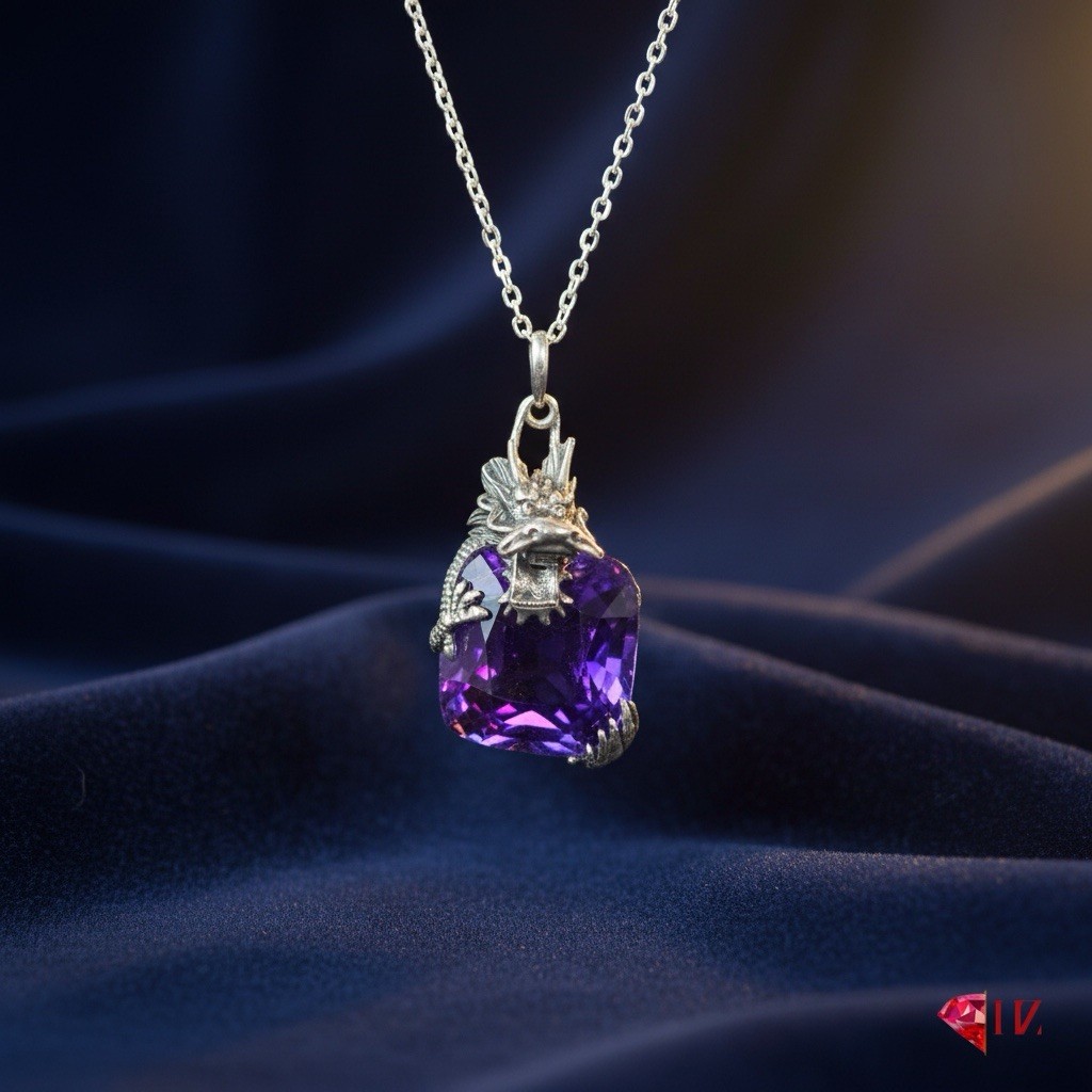Amethyst Dragon Pendant Necklace